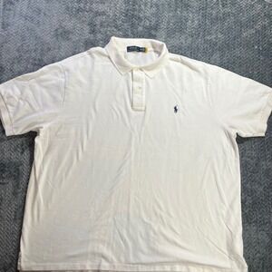 Polo Ralph Lauren Mens Big & Tall White Classic Fit Pony Logo Polo Shirt 4XB‎